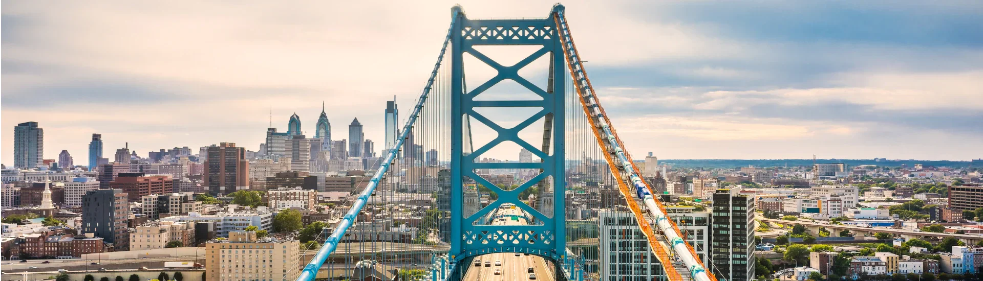 Delaware River Bridge and known locally as the Ben Franklin Bridge